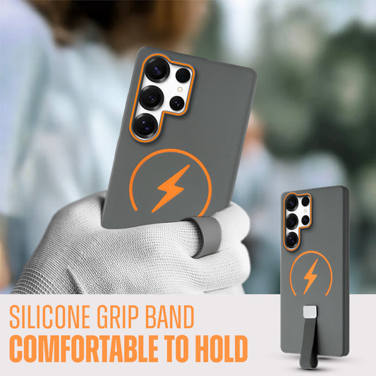 Compact and Stylish Silicon Finish Hard Cover For Samsung S25 Ultra 5G with Integrated Grip Strap & MagSafe Charging Support