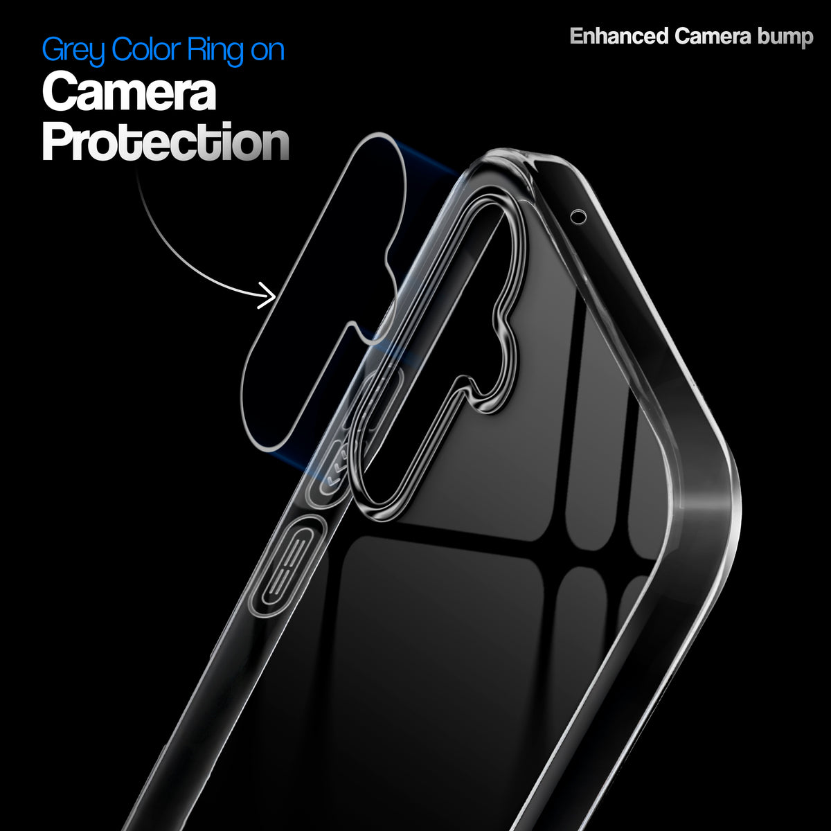 Crystal Clear Anti-Yellow Transparent Back Cover Case With Camera Ring Protection for Samsung A55 5G