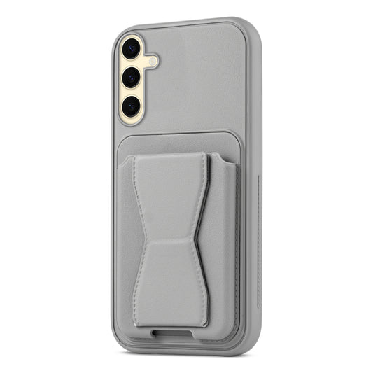 All in One Premium Leather Back Cover for Samsung S23 FE 5G with Card Slot & Foldable Grip Holder