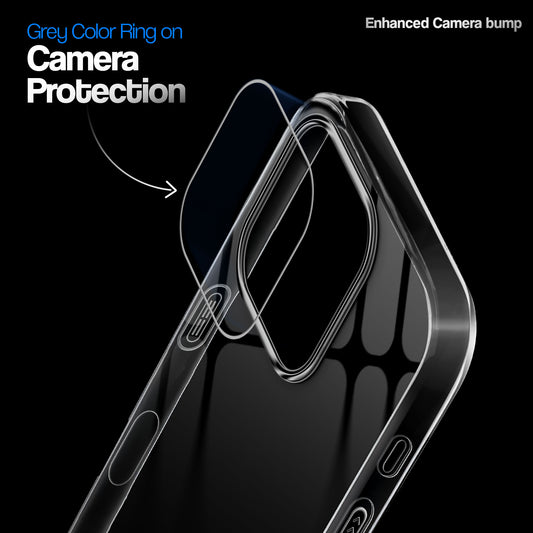 Crystal Clear Anti-Yellow Transparent Back Cover Case With Camera Ring Protection for Apple iPhone 16 Pro