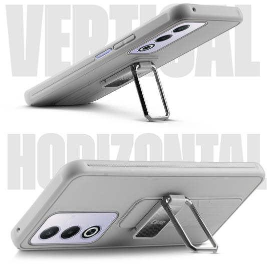 Premium Silicone Case with Metal Kickstand and Camera Protection Back Cover For Oppo A3 Pro 5G