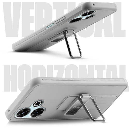 Premium Silicone Case with Metal Kickstand and Camera Protection Back Cover For Poco M6 Plus 5G