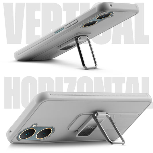 Premium Silicone Case with Metal Kickstand and Camera Protection Back Cover For Vivo Y18