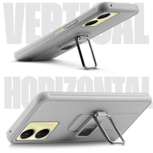 Premium Silicone Case with Metal Kickstand and Camera Protection Back Cover For Vivo Y56 5G