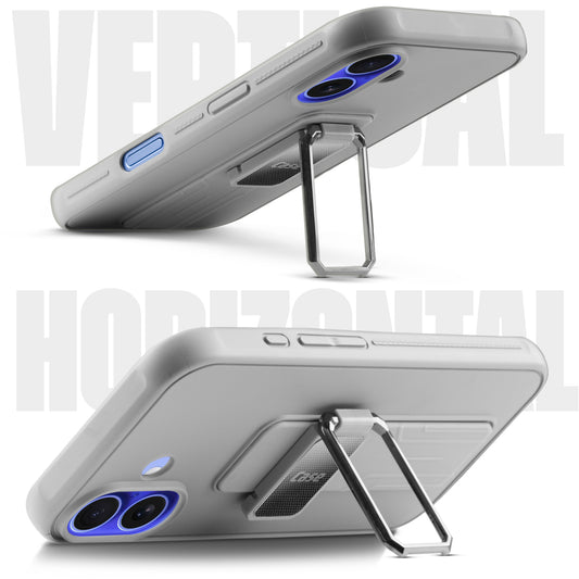 Premium Silicone Case with Metal Kickstand and Camera Protection Back Cover For Apple iPhone 16
