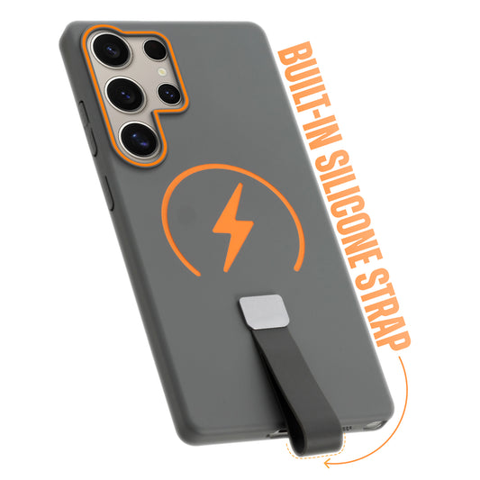 Compact and Stylish Silicon Finish Hard Cover For Samsung S24 Ultra 5G with Integrated Grip Strap & MagSafe Charging Support