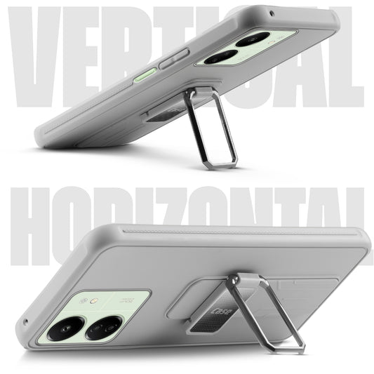 Premium Silicone Case with Metal Kickstand and Camera Protection Back Cover For Redmi 13C 4G