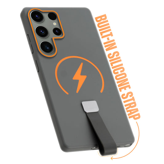 Compact and Stylish Silicon Finish Hard Cover For Samsung S23 Ultra 5G with Integrated Grip Strap & MagSafe Charging Support