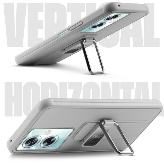 Premium Silicone Case with Metal Kickstand and Camera Protection Back Cover For Oppo A79 5G