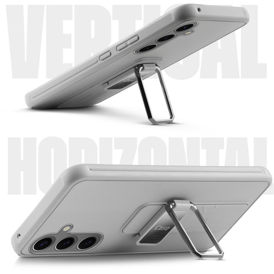Premium Silicone Case with Metal Kickstand and Camera Protection Back Cover For Samsung S24 FE 5G