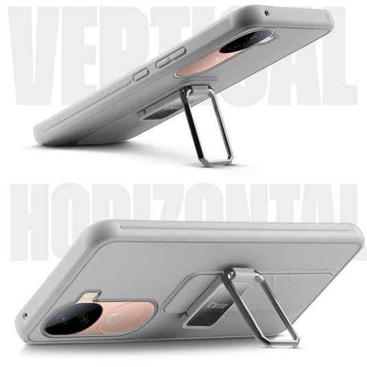 Premium Silicone Case with Metal Kickstand and Camera Protection Back Cover For Vivo V40e 5G