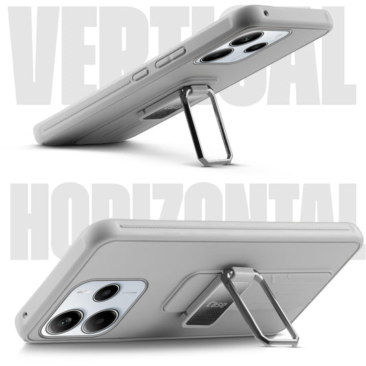 Premium Silicone Case with Metal Kickstand and Camera Protection Back Cover For Redmi Note 14 SE 5G