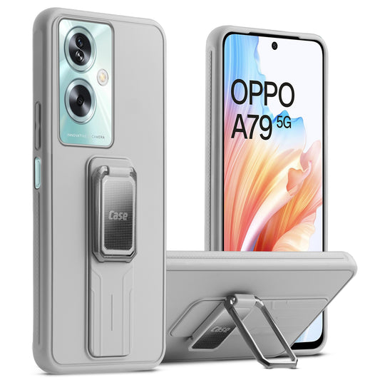 Premium Silicone Case with Metal Kickstand and Camera Protection Back Cover For Oppo A79 5G