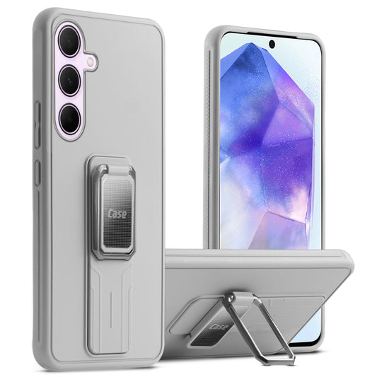 Premium Silicone Case with Metal Kickstand and Camera Protection Back Cover For Samsung A55 5G