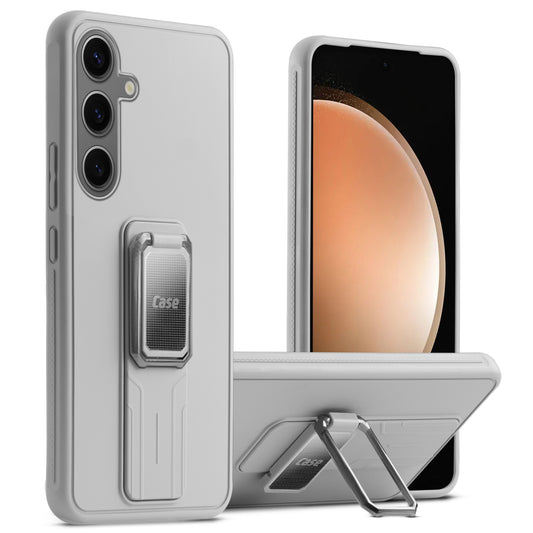 Premium Silicone Case with Metal Kickstand and Camera Protection Back Cover For Samsung S24 FE 5G