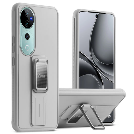 Premium Silicone Case with Metal Kickstand and Camera Protection Back Cover For Vivo V40 Pro 5G