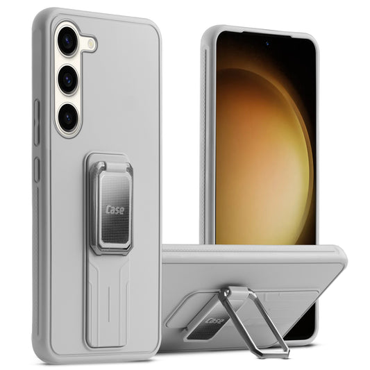 Premium Silicone Case with Metal Kickstand and Camera Protection Back Cover For Samsung S23 5G