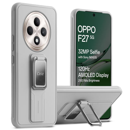 Premium Silicone Case with Metal Kickstand and Camera Protection Back Cover For Oppo F27 5G