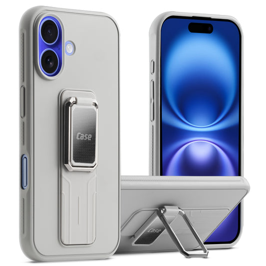 Premium Silicone Case with Metal Kickstand and Camera Protection Back Cover For Apple iPhone 16