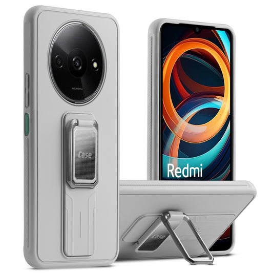 Premium Silicone Case with Metal Kickstand and Camera Protection Back Cover For Redmi A3 2024