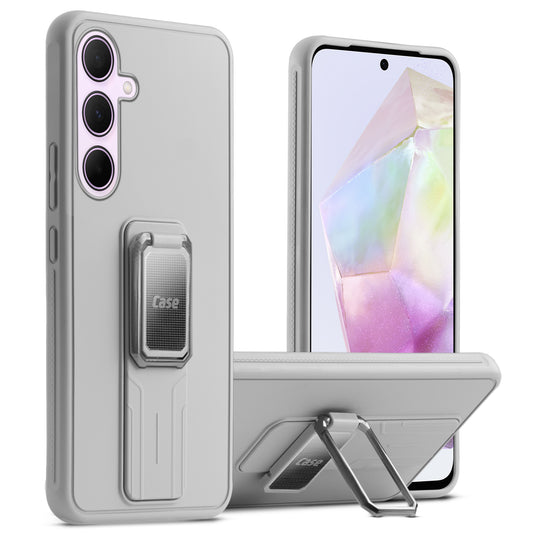 Premium Silicone Case with Metal Kickstand and Camera Protection Back Cover For Samsung A35 5G