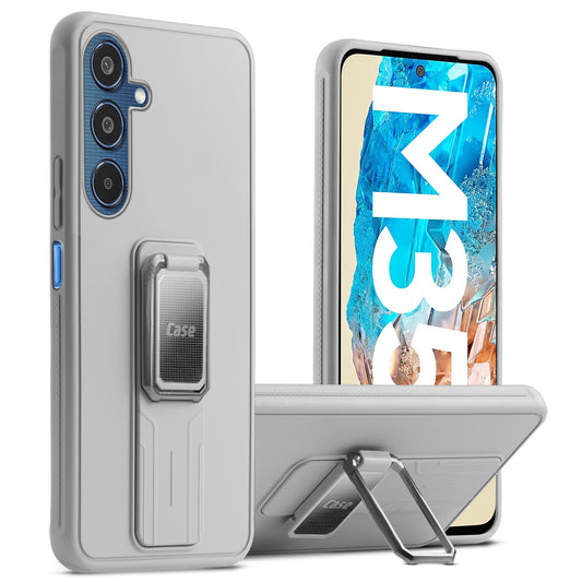 Premium Silicone Case with Metal Kickstand and Camera Protection Back Cover For Samsung M35 5G