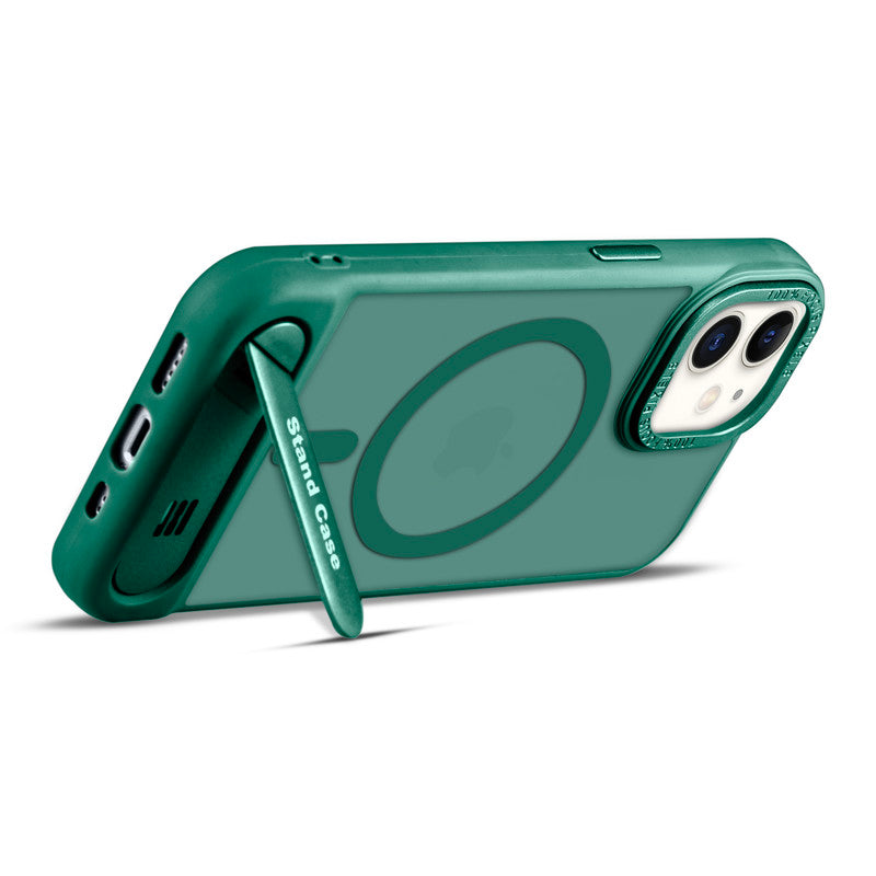 Semi-Transparent Hard Back & Wireless Charging Support Compatible With Kickstand Back Case For Apple iPhone 12