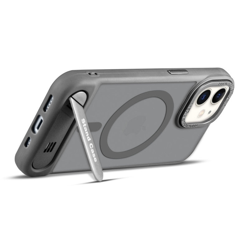 Semi-Transparent Hard Back & Wireless Charging Support Compatible With Kickstand Back Case For Apple iPhone 12