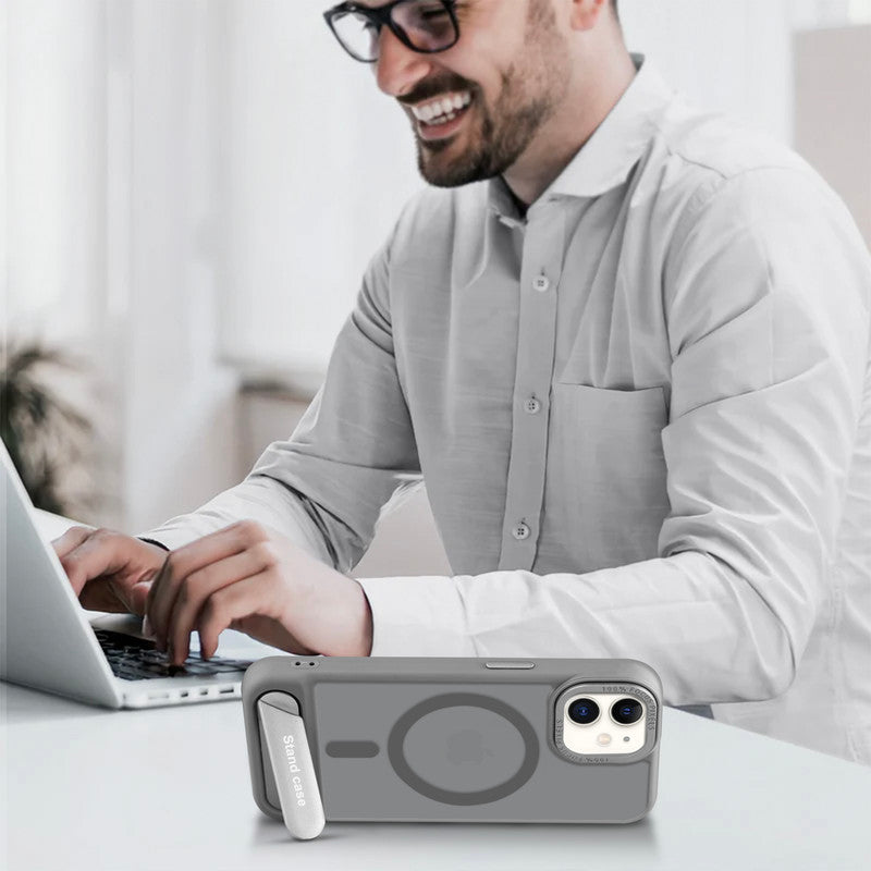 Semi-Transparent Hard Back & Wireless Charging Support Compatible With Kickstand Back Case Apple iPhone 11