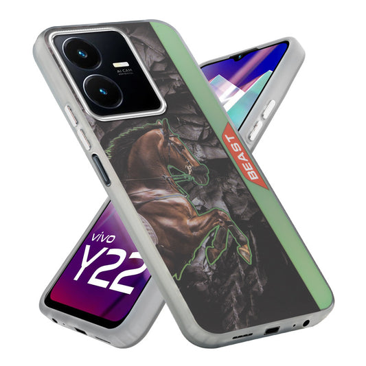 Beast Mode Animal Printed Back Case For Vivo Y22 With Hard Back & Glow Effect