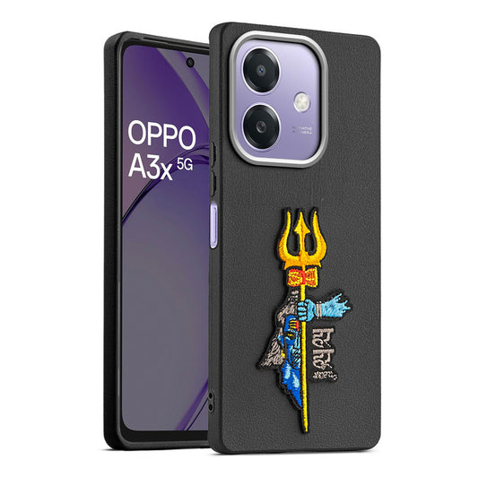 Sleek Textured Silicone Case for Oppo A3x 5G Featuring Divine Embroidery on the Back