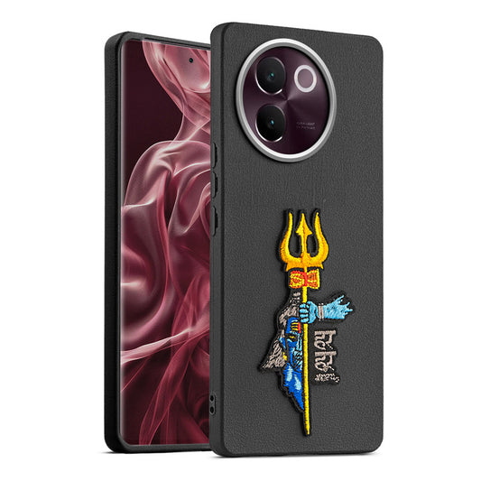 Sleek Textured Silicone Case for Vivo V30e 5G Featuring Divine Embroidery on the Back