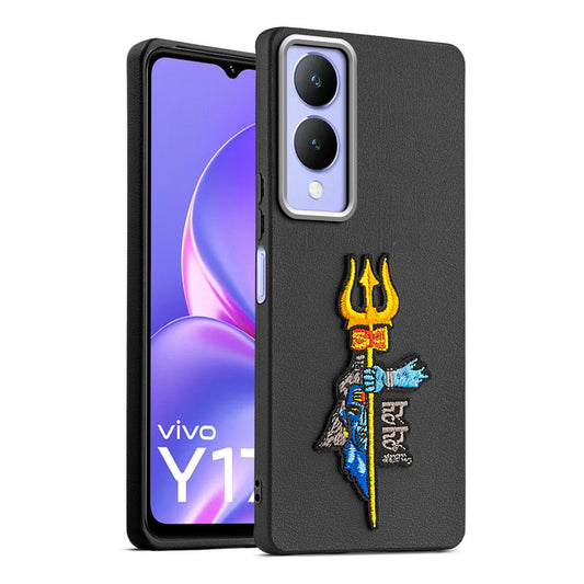 Sleek Textured Silicone Case for Vivo Y17s Featuring Divine Embroidery on the Back