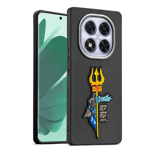 Sleek Textured Silicone Case for Redmi Note 14 Pro 5G Featuring Divine Embroidery on the Back