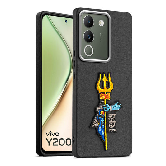 Sleek Textured Silicone Case for Vivo Y200 5G Featuring Divine Embroidery on the Back