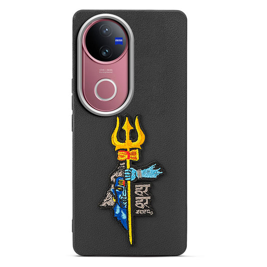 Sleek Textured Silicone Case for Vivo V50 5G Featuring Divine Embroidery on the Back
