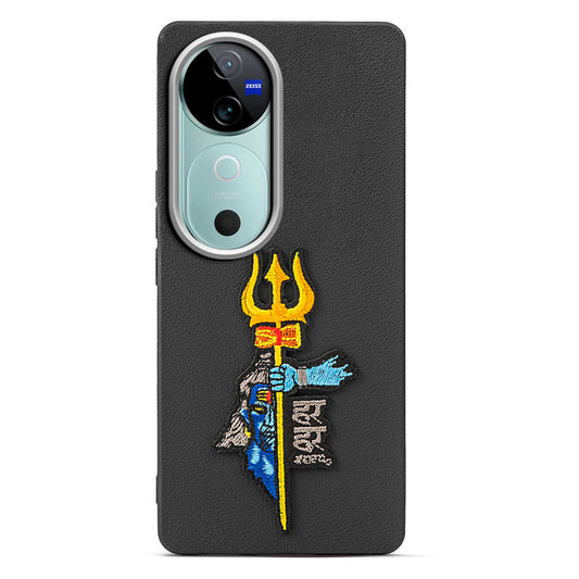 Sleek Textured Silicone Case for Vivo V40 5G Featuring Divine Embroidery on the Back