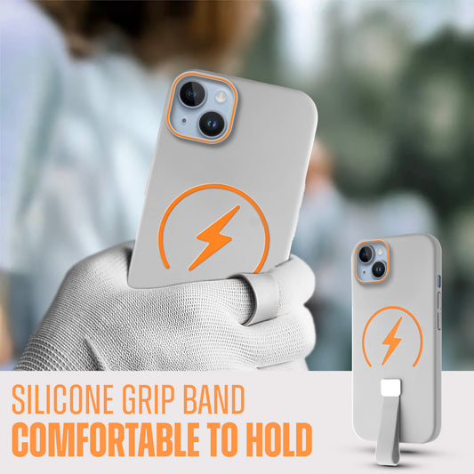 Compact and Stylish Silicon Finish Hard Cover For Apple iPhone 15 with Integrated Grip Strap & MagSafe Charging Support