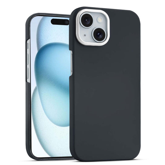 Stone Like Matte Finish Back Case for Apple iPhone 15 , Detachable Camera Ring