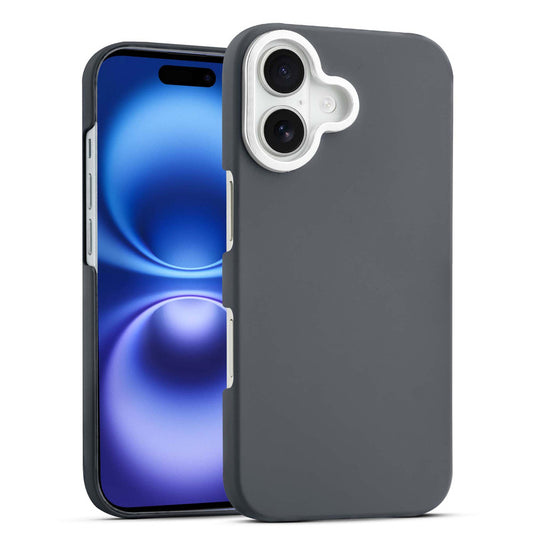 Stone Like Matte Finish Back Case for Apple iPhone 16 , Detachable Camera Ring