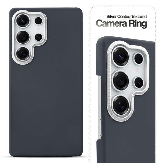 Stone Like Matte Finish Back Case for Samsung S24 Ultra 5G , Detachable Camera Ring