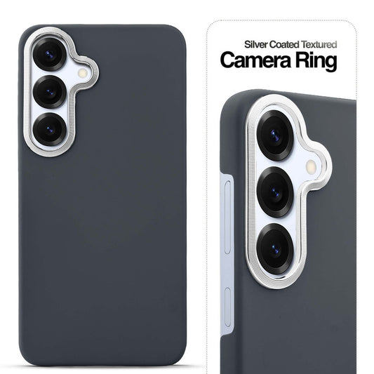 Stone Like Matte Finish Back Case for Samsung S25 5G , Detachable Camera Ring