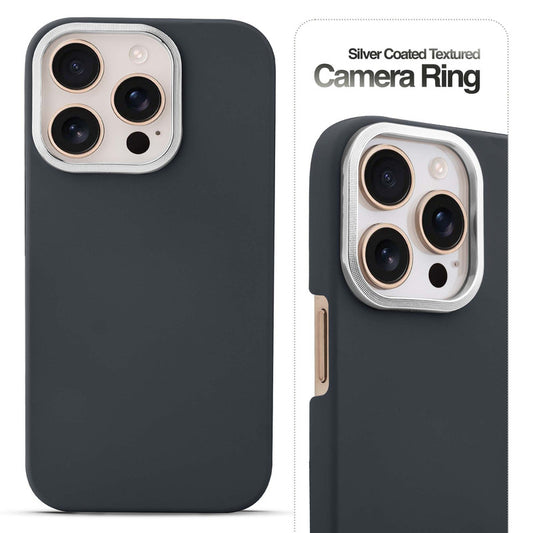 Stone Like Matte Finish Back Case for Apple iPhone 15 Pro Max , Detachable Camera Ring