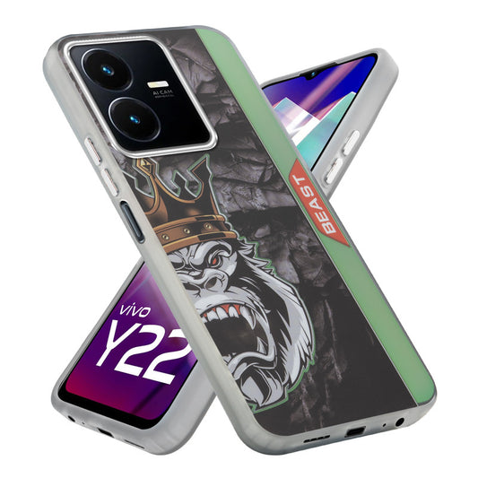 Beast Mode Animal Printed Back Case For Vivo Y22 With Hard Back & Glow Effect