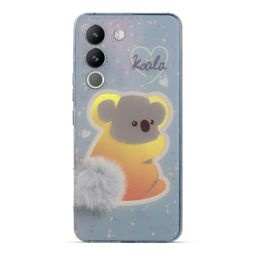 Printed matte back with fur detailing Back cover For Vivo Y200 5G