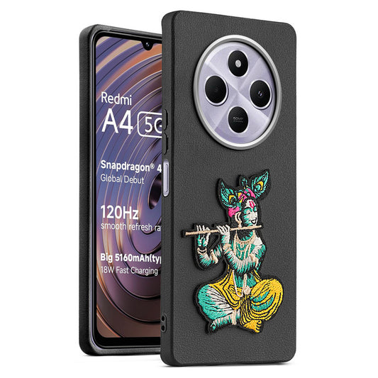 Sleek Textured Silicone Case for Redmi A4 5G Featuring Divine Embroidery on the Back
