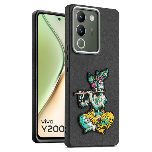 Sleek Textured Silicone Case for Vivo Y200 5G Featuring Divine Embroidery on the Back