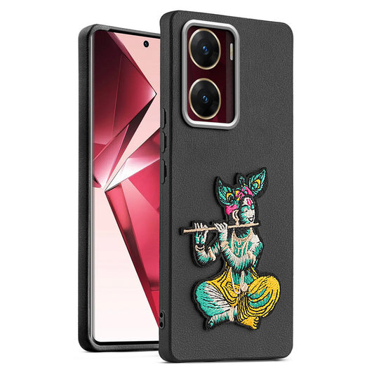 Sleek Textured Silicone Case for Vivo V29e 5G Featuring Divine Embroidery on the Back