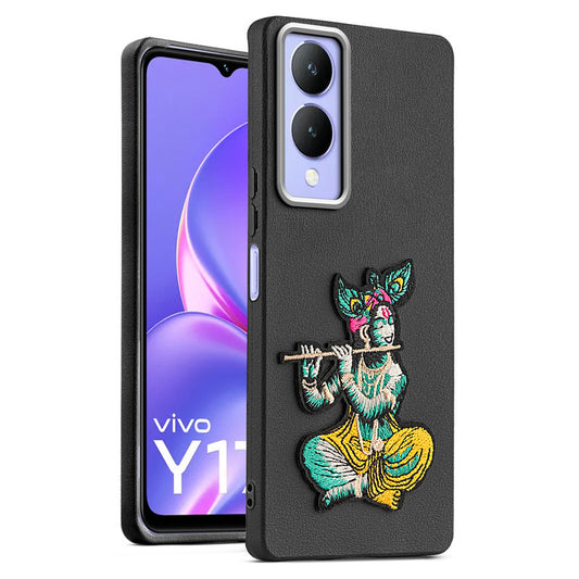 Sleek Textured Silicone Case for Vivo Y17s Featuring Divine Embroidery on the Back