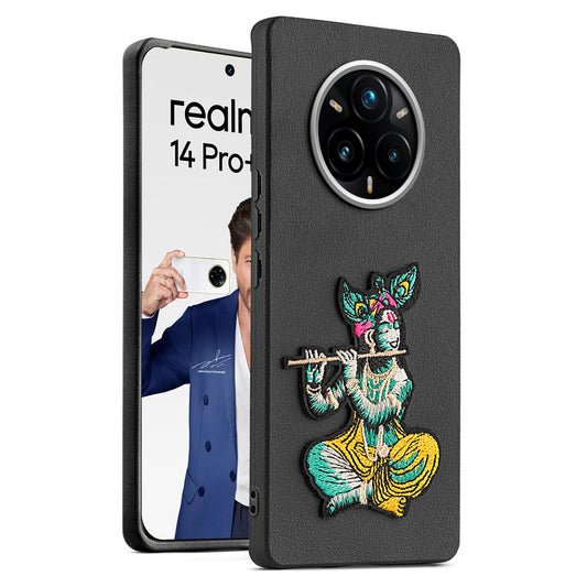 Sleek Textured Silicone Case for Realme 14 Pro Plus 5G Featuring Divine Embroidery on the Back